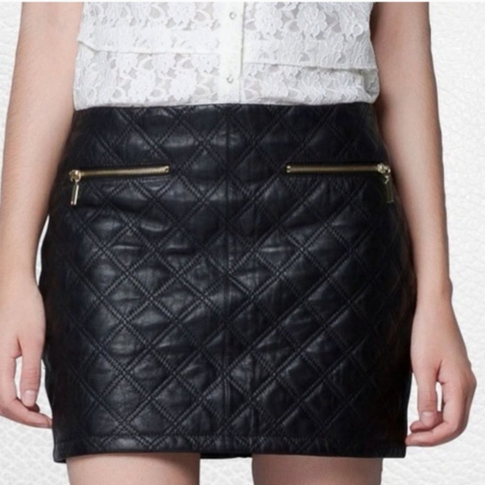 Zara Quilted Leather Mini Skirt